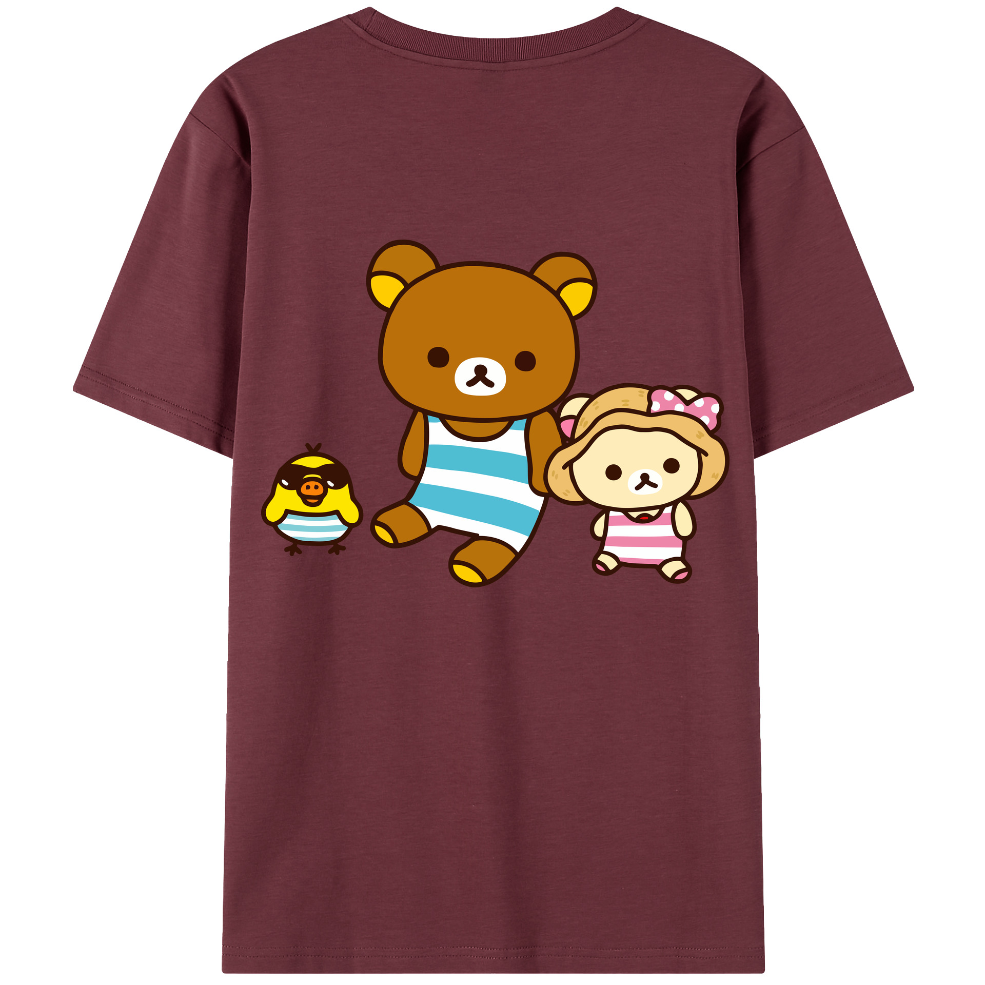 （画像用） リラックマ リラックマ キイロイトリ Rilakkuma Korilakkuma Kiiroitori 綿100％半袖Tシャツ（背面プリント）